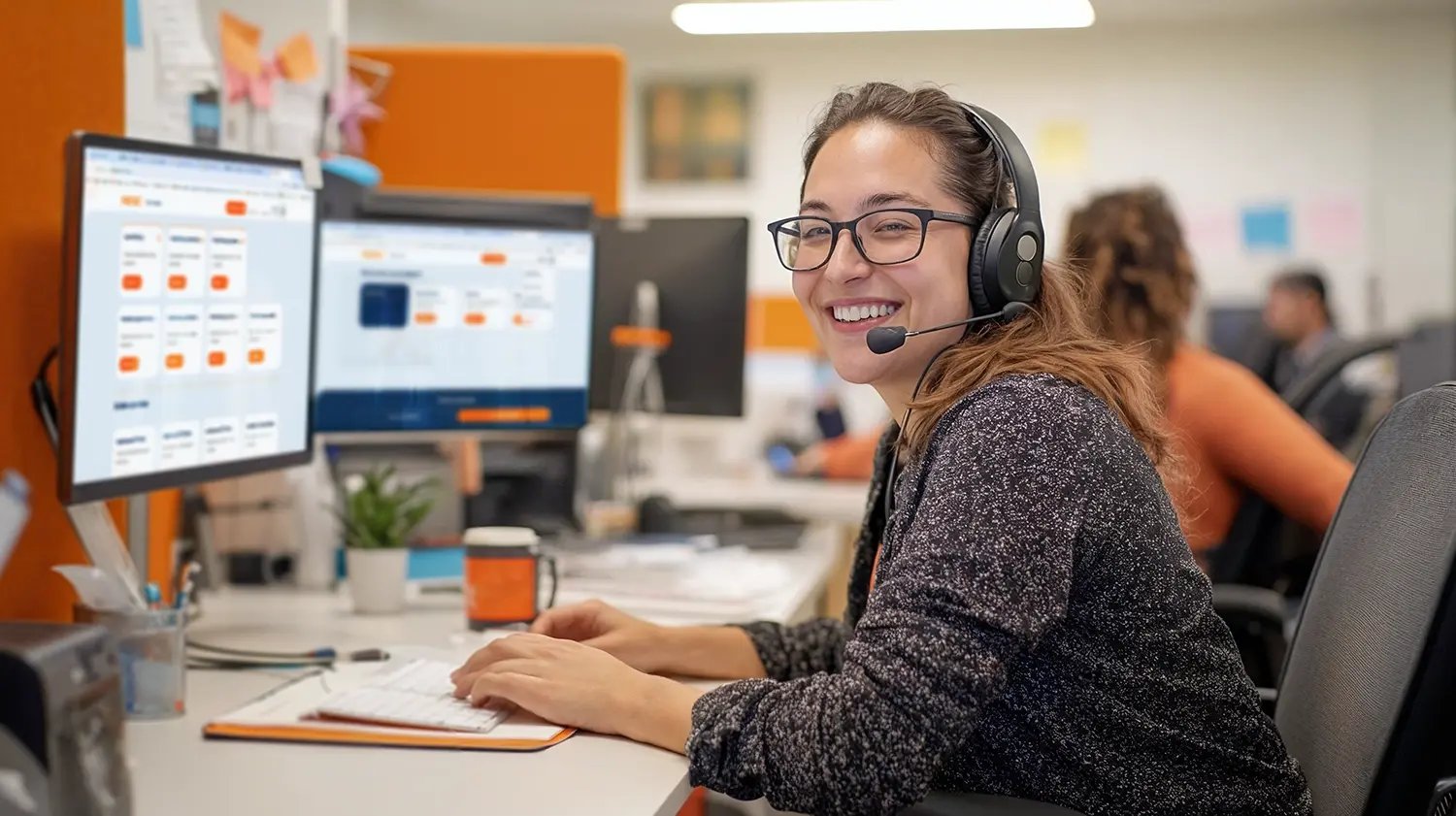 Servicedesk medewerker op kantoor